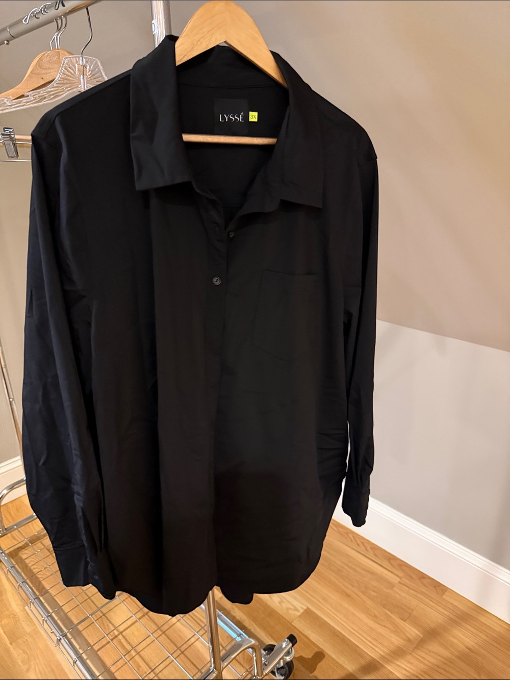 LYSSE Black Long-Sleeve Dress Shirt